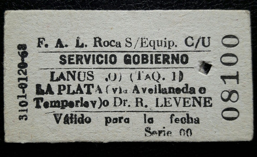Boleto Ferrocarril Para Miembros Del Servicio Del Gobierno 0