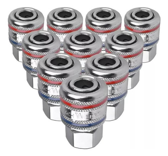 Engate Rápido ( Kit 10 Peças ) De Ar 1/4 Pol. Fêmea Schweers 0