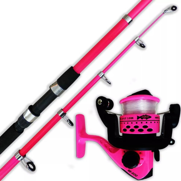 Combo Pesca Niña Rosa Caña Teles 1,80m + Reel 3 Rul + Tanza 0