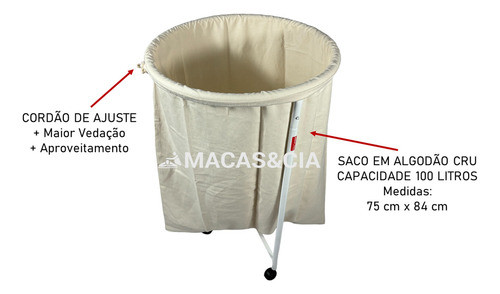 Sacos P/ Hamper Em Algodão Cru Lavável Capacidade 3 Unidades 1
