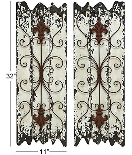 Deco 79 Elegante Escultura De Pared Madera Metal Decoración 1