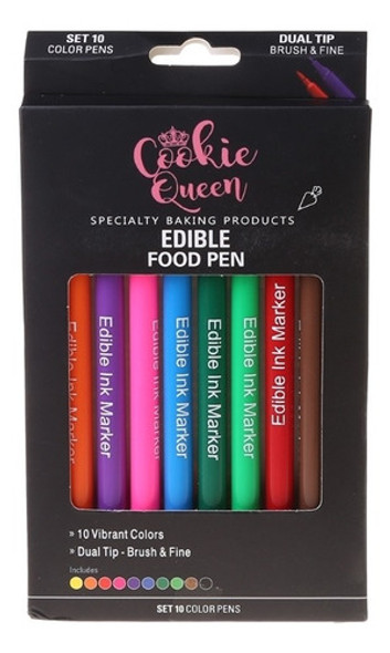 Marcadores De Tinta Comestível De 10 Cores Com Ponta Fina Re 0