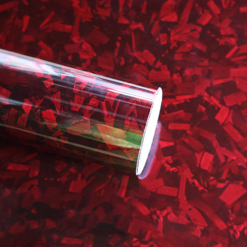 Rollo De Vinilo De Fibra De Carbono Forjado Rojo 30cmx3mts 0