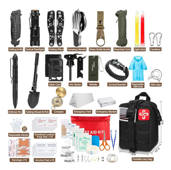 Kit De Supervivencia De Emergencia De 238 Piezas Y Botiquín 1 Kit De Supervivencia De Emergencia De 238 Piezas Y Botiquín 1