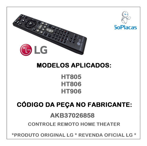 Controle Remoto Home Theater LG Akb37026858 Original 1