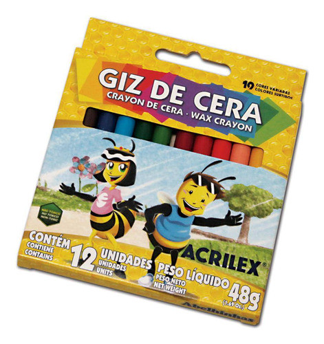 Giz De Cera Escolar Com 12 Cores  Acrilex 0