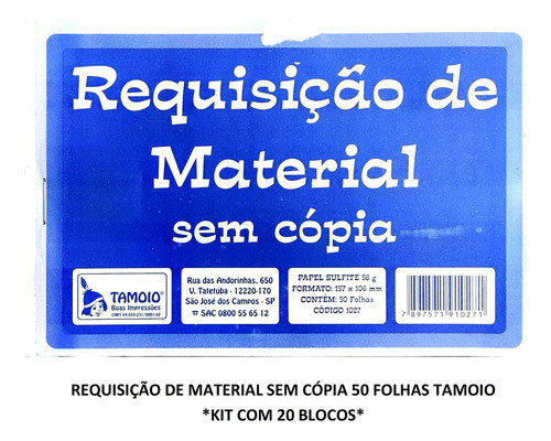 Kit Bloco Requisição De Material S/cópia 50 Fls 157x108 C/20 1
