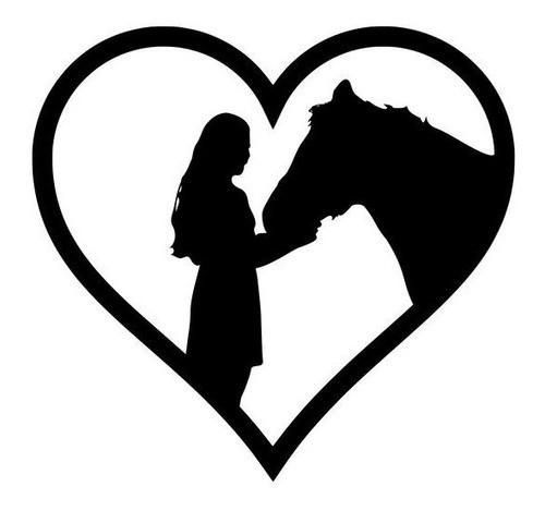 Calco Corazón Caballo Dama  Adhesivo  Pegatina Vinilo 0