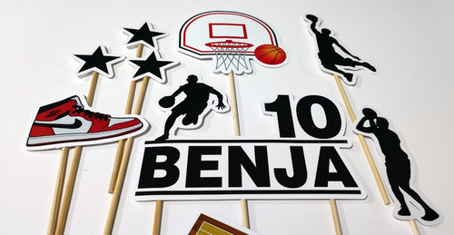 Adorno Torta Deco Cumple Basquet Personalizado Basketball 1