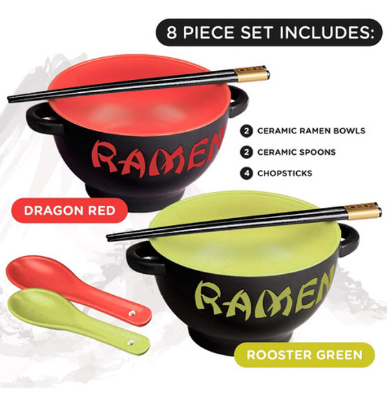 Dos De Ramen Bowl Set 2 Sets  1 Rojo 1 Verde 1 Dos De Ramen Bowl Set 2 Sets  1 Rojo 1 Verde 1