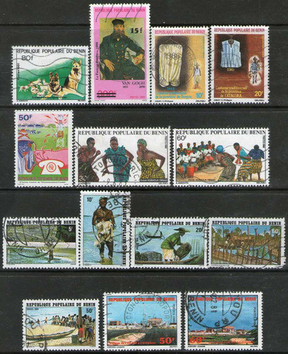 Benin 14 Sellos Pescadores = Van Gogh = Músicos = Perros 198 0