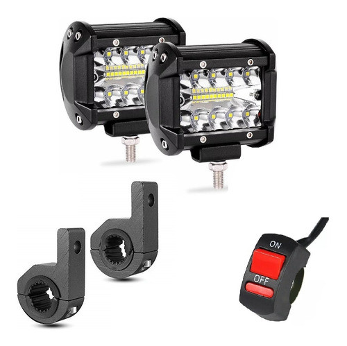 Par Faros Auxiliar Led 60w Cree Moto + Soporte + Switch- Xp 0