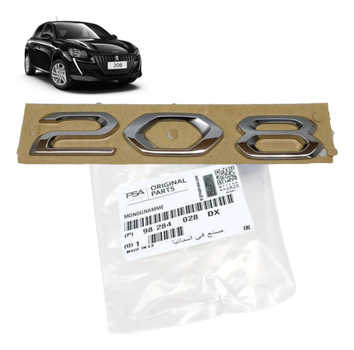 Emblema 208 Logo Dianteiro Novo Peugeot 208 Original 0