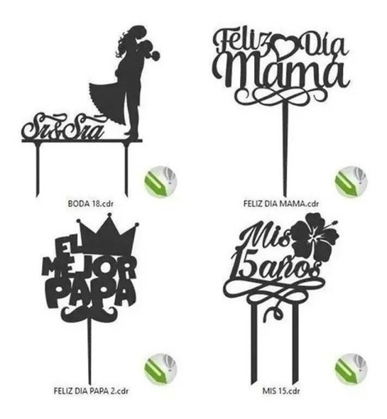 140 Vectores Toppers Para Corte Láser En Formato (cdr) 1