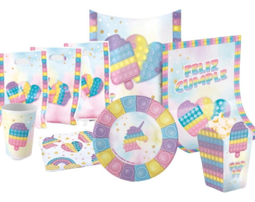Kit - Set De Cumple Pop It! Cotillón - Descartable - Para 30 0