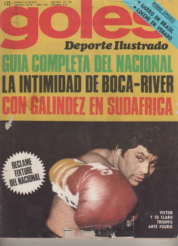 Revista * Goles * N° 1391 Año 1975 Galindez, Menotti, Ringo 0