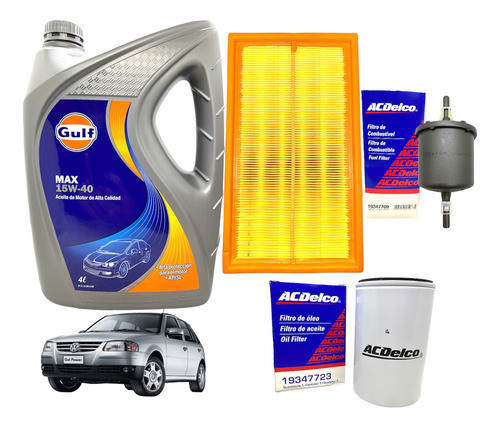 Kit Service Aceite 15w40 + 3 Filtros Gol Power Gol 1.6 1.4 0
