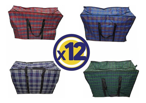 Bolsa Bolson X12 Lona Feria Compras Carrito 60x80x28 Grande 1