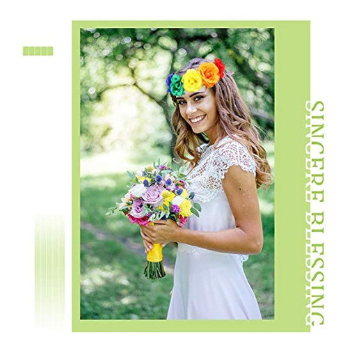 Rainbow Floral Flower Crown Headband Hawaiian Stretch Hippie 1