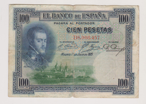 Billete España 100 Pesetas Año 1925 Serie D Bueno 0