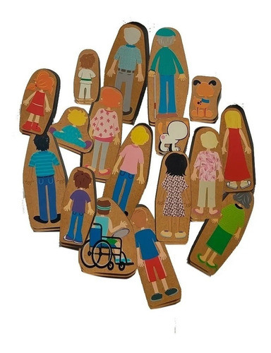 Muñecos Madera Familia Figuras Juego Didactico Planz Juguete 1