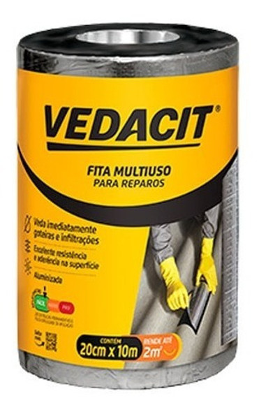 Manta Asfáltica Auto Adesivo Aluminio Vedacit Telha 20cm 10m 0
