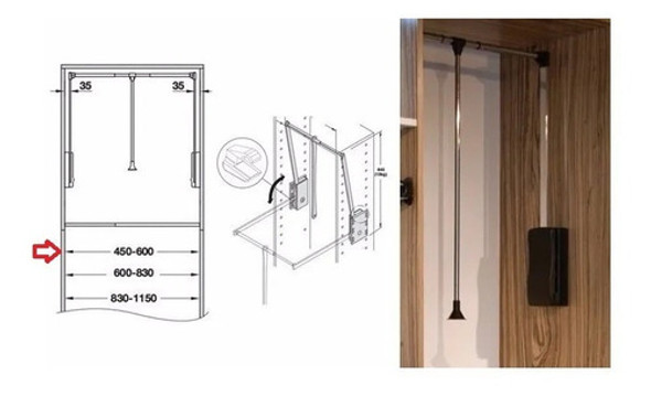 Elevador De Ropa Para Placard 45-60 Cm. Hafele 805.35.241 1