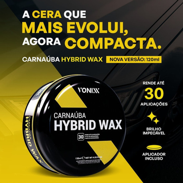 Cera Hybrid Wax 120ml Carnaúba Automotiva Protetora Vonixx 1