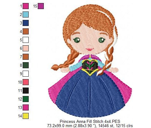 Matriz Para Bordado Maqui Infantil Princesa Anna Frozen 3536 1