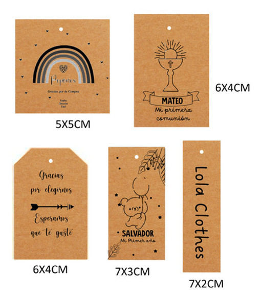 25 Tags Souvenirs Personalizados Papel Kraft Tarjetas 1