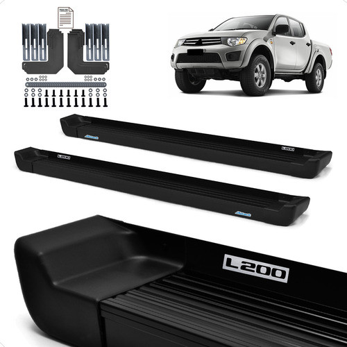 Par De Estribo L200 Triton Glx Prime Preto 2008 2009 2010 0