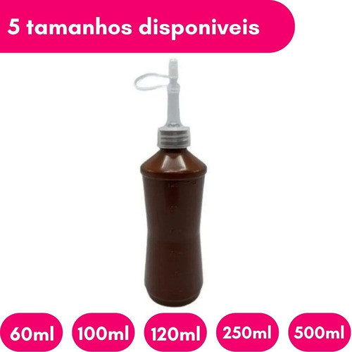 Kit 20 Almotolias Marrom Ambar Bico Reto Frasco 60ml 1