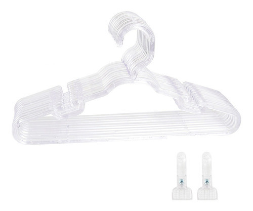 100 Cabide Infantil Reforçado 8mm + 100 Presilhas Transp 0