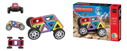 Bloques Magneticos 21 Piezas Con Ruedas Magic Magnetic 1