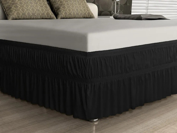 Saia Para Cama Box Solteiro Preto Elástico Duplo 0