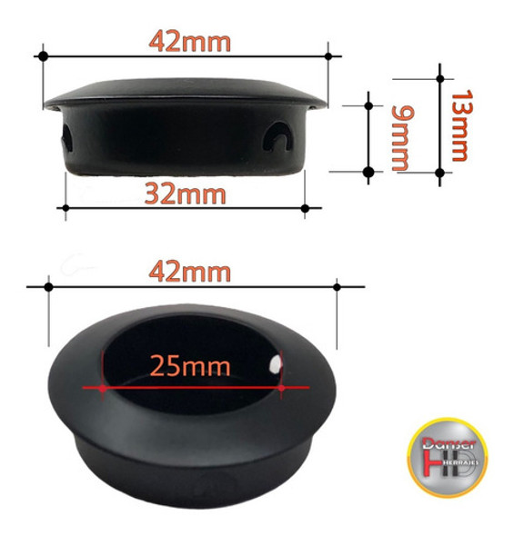 Cubeta Manija Puerta Corrediza Cajon 35mm Hierro Negro X 4u 1