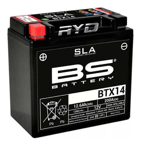 Batería Btx14 = Ytx14 Suzuki Dl 1000 V-strom Bs Battery Ryd 0
