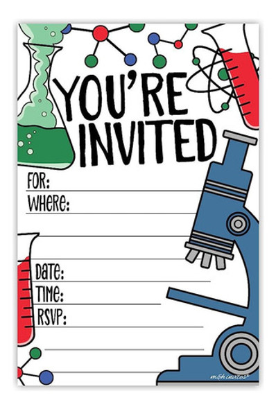 Invitaciones A La Fiesta De La Ciencia (20 Unidades) Con Sob 0