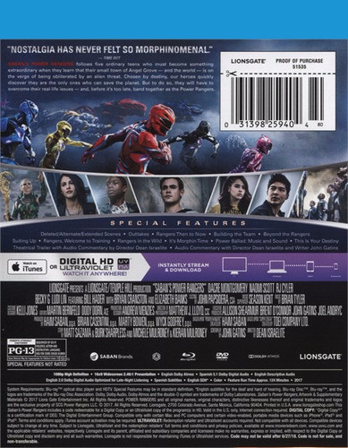Blu-ray + Dvd Power Rangers (2017) 1