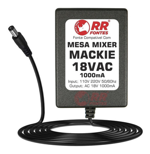 Fonte Carregador Mixer Mesa Mackie Mix8 Mix12 Ac 18v 1a 1