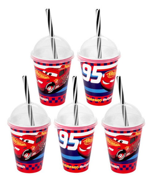 Kit 5 Copos Do Carros Mcqueen Lembrança Decoração De Festa 0
