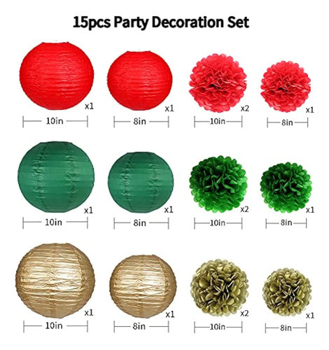 Decoraciones De Fiesta De Color Rojo, Verde Y 1