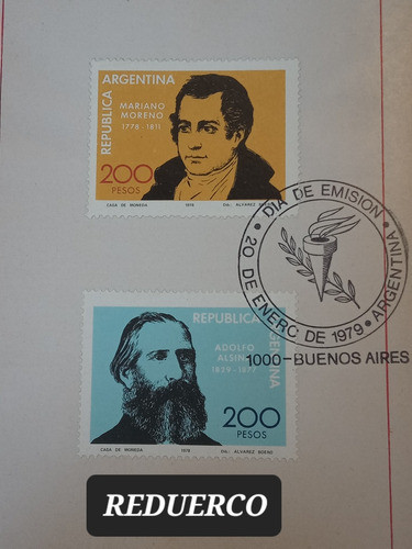 Cuadernillo Día Emisión 2 Estampillas Moreno Alsina 1979 0