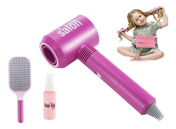 Set Peluqueria Infantil Secador Con Viento Cepillo + Spray 0