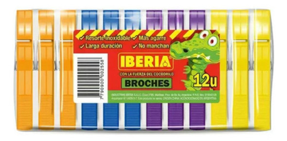 12 Broches De Plástico P/ Ropa  Reforzado Iberia X 3u 1