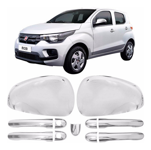 Aplique Capa Cromada Retrovisor Maçaneta Fiat Mobi 2016 2017 0