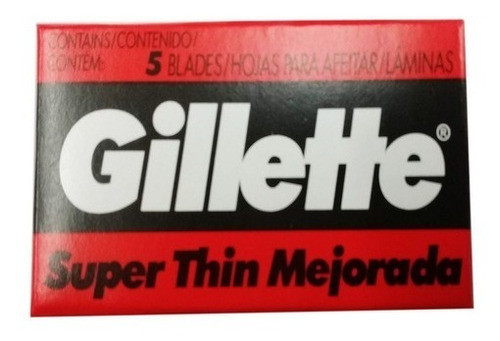 5 Cajas Hojitas De Afeitar Gillete Superthin Total 25 Hoja 1