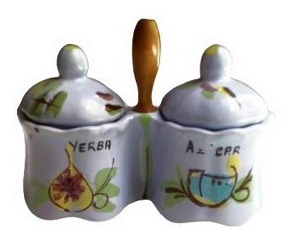 Aurojul-yerbera Azucarera Vintage-mango Madera-ceramica 0