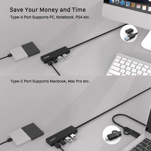 Hub Usb Byeasy Hub Usb C A Usb 3 0 Hub Con 4 Puertos Y 1