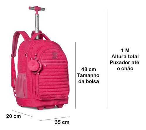 Kit Mochila Estojo Lancheira Rebecca Bonbon Rodinhas Pink 1